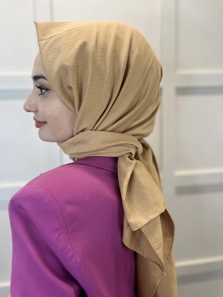 Pamuk Caz Şal, Eflatun Scarf Tek Renk Jazz Şal 1001  LATTE - Resim 2
