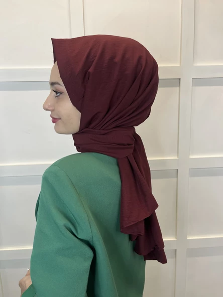 Pamuk Caz Şal, Eflatun Scarf Tek Renk Jazz Şal 1001  KOYU BORDO - 3
