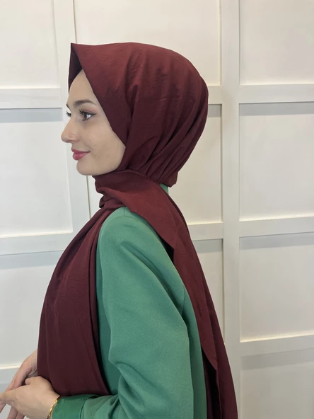 Pamuk Caz Şal, Eflatun Scarf Tek Renk Jazz Şal 1001  KOYU BORDO - 2