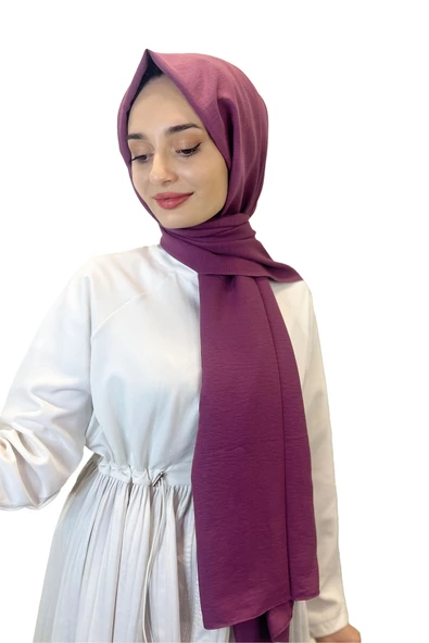 Pamuk Caz Şal, Eflatun Scarf Tek Renk Jazz Şal 1001  MÜRDÜM - 1