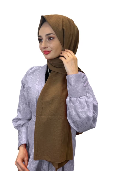 Pamuk Caz Şal, Eflatun Scarf Tek Renk Jazz Şal 1001  KAHVE ürün görseli