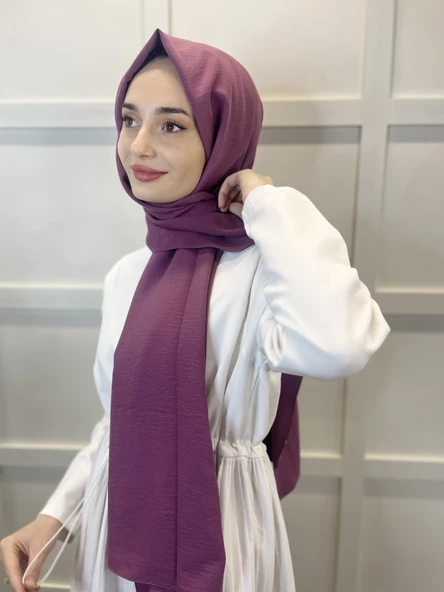 Pamuk Caz Şal, Eflatun Scarf Tek Renk Jazz Şal 1001  MÜRDÜM - 2