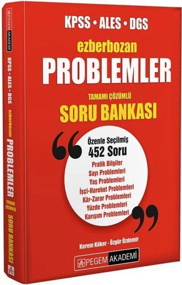 KPSS ALES DGS Problemler Ezberbozan Soru Bankası Pegem Yayınları