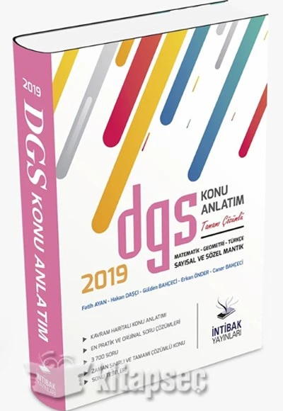 2019 DGS Tamamı Çözümlü Konu Anlatım İntibak Yayınları