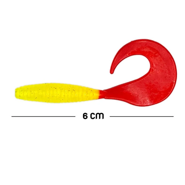 Silikon Kurt Sahte Yem - 60mm - Kırmızı/Sarı - 5'li Paket - Yumy (456-18065) - 2