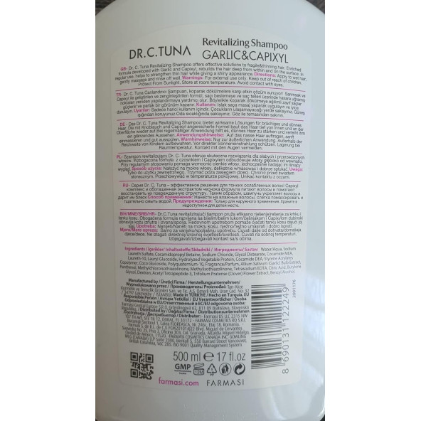Farmasi Dr. C. Tuna Vitalizing Tüm Saçlar Için Canlandırıcı Sarımsaklı Şampuan 500 Ml - 2