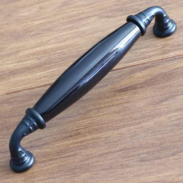 Gerçek Porselen Siyah 128 Mm Mobilya Kulpları Çekmece Mutfak Dolap Kulplar Kapak Kulpu Kulbu Dolabı - 3