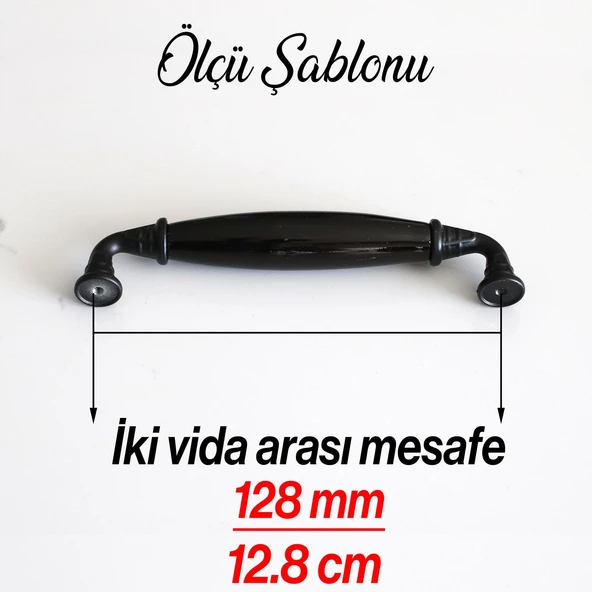 Gerçek Porselen Siyah 128 Mm Mobilya Kulpları Çekmece Mutfak Dolap Kulplar Kapak Kulpu Kulbu Dolabı - 7