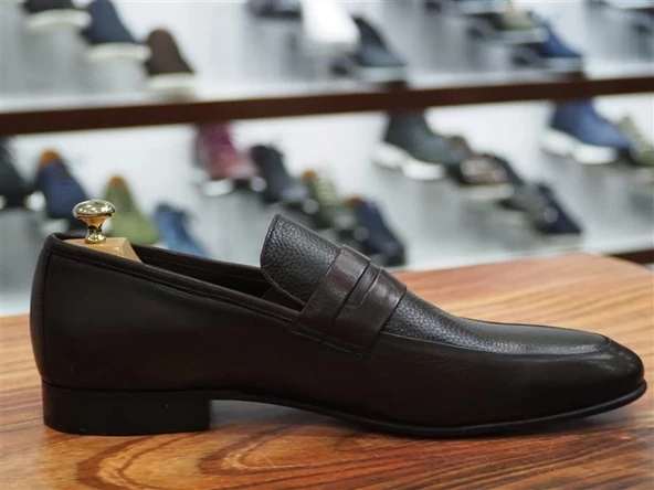 KAHVE CİLT HAKİKİ DERİ KLASİK ERKEK AYAKKABI - Resim 3