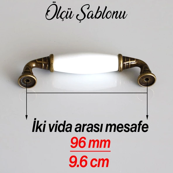 Gerçek Porselen Eskitme Antik Sarı 96 mm Mobilya Mutfak Çekmece Dolap Dolabı Kulpu Kulbu Kulpları - 4