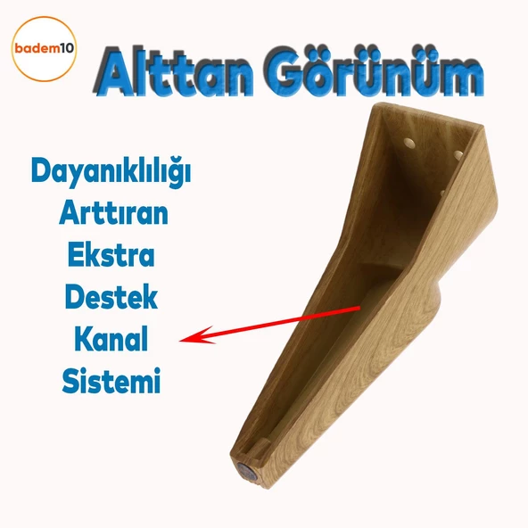 Nota Mobilya Kanepe Sehpa TV Ünitesi Koltuk Ayağı Baza Ayakları Ahşap Desenli Kahverengi Ceviz 16 cm - Resim 4