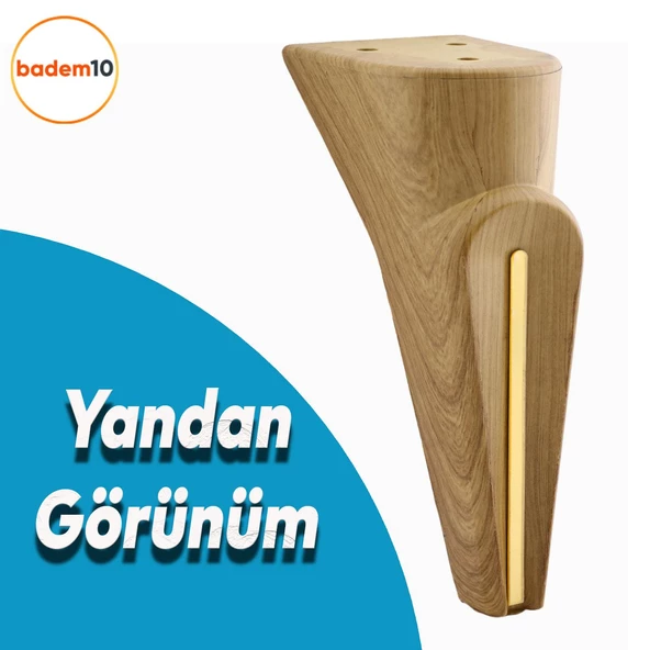 Nota Mobilya Kanepe Sehpa TV Ünitesi Koltuk Ayağı Baza Ayakları Ahşap Desenli Kahverengi Ceviz 16 cm - Resim 3