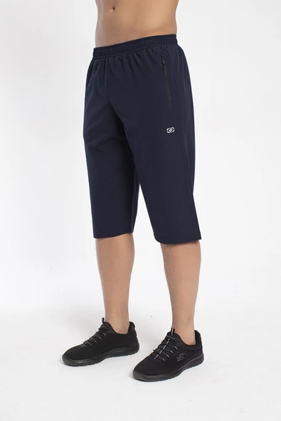 Crozwise Spor Lycra - Erkek Lacivert Likralı Spor Kapri - 8036-01 - 2