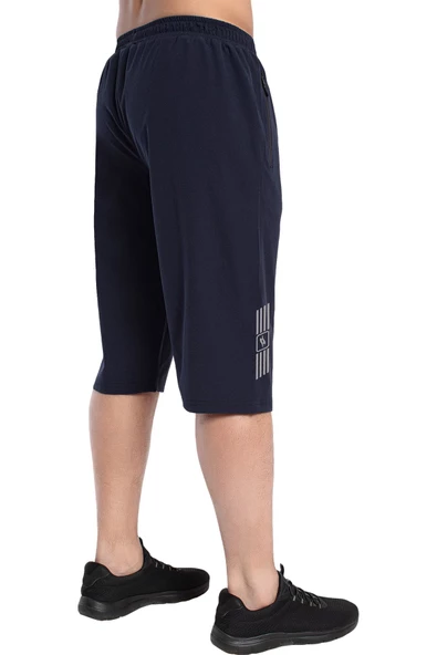 Crozwise Spor Lycra - Erkek Lacivert Likralı Spor Kapri - 8036-01 - 3