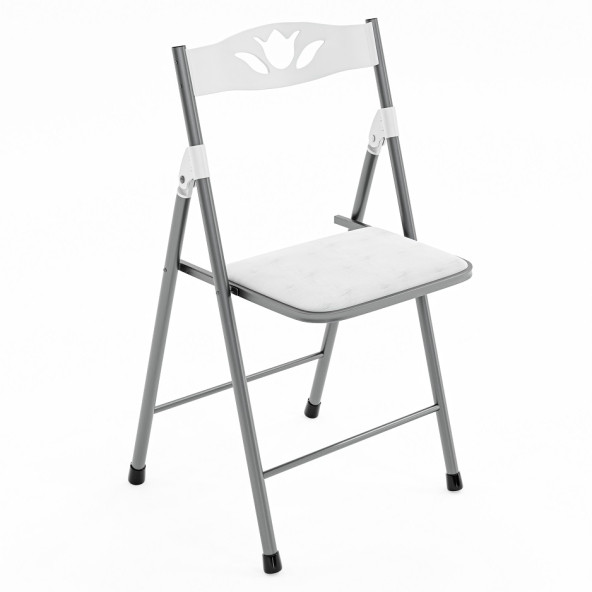 Eportatif Katlanır Sandalye Mutfak Sandalyesi Beyaz 1046