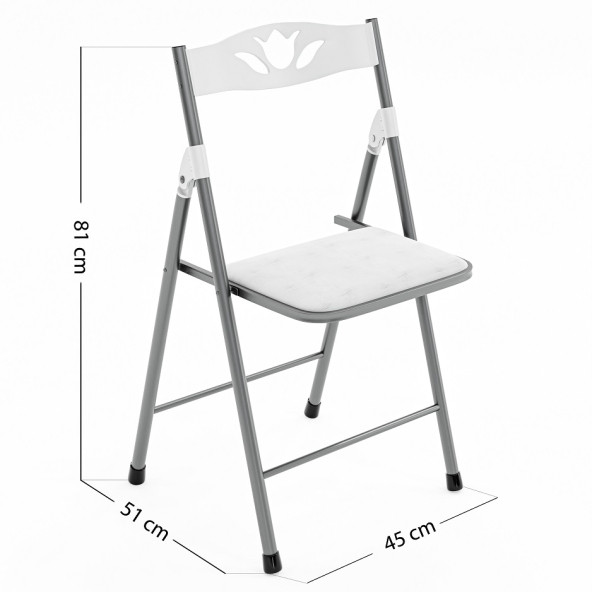 Eportatif Katlanır Sandalye Mutfak Sandalyesi Beyaz 1046 - 2