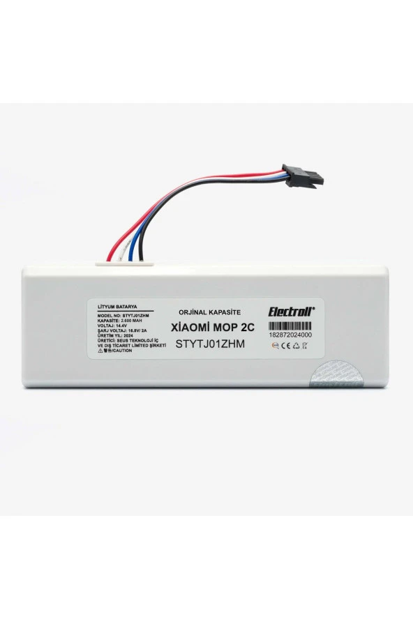 ELECTROLL Xiaomi Mi Vacuum Mop 2c 2in1 Batarya Kutulu (ORJİNAL KAPASİTE) STYTJ01ZHM 2600mAh Robot Süpürge Pil
