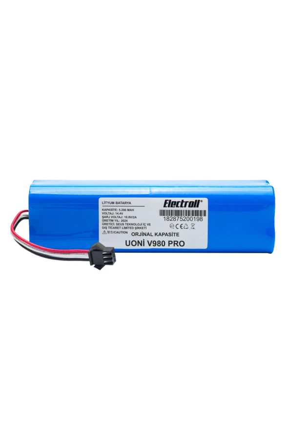 ELECTROLL Uoni V980 Pro Batarya (ORJİNAL KAPASİTE) 5200mah Pil Akıllı Robot Süpürge Batarya Değişimi