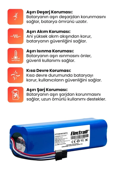 ELECTROLL Dreame Vacuum Mop F9 Batarya (YÜKSEK KAPASİTE) 6400mah Pil Akıllı Robot Süpürge Batarya Değişimi - 3