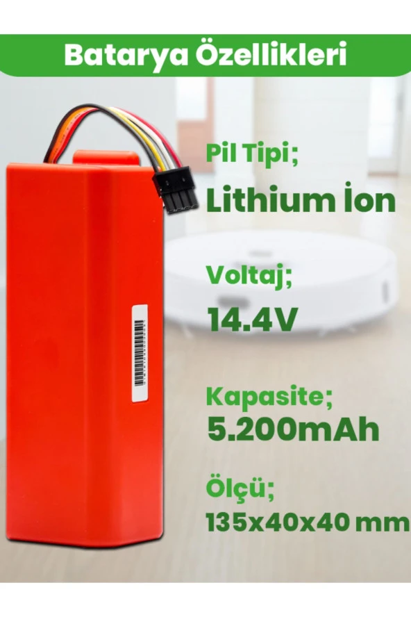 ELECTROLL Xiaomi Mijia 1s Batarya Kutulu (ORJİNAL KAPASİTE) 5.200mah Pil Akıllı Robot Süpürge Batarya Değişimi