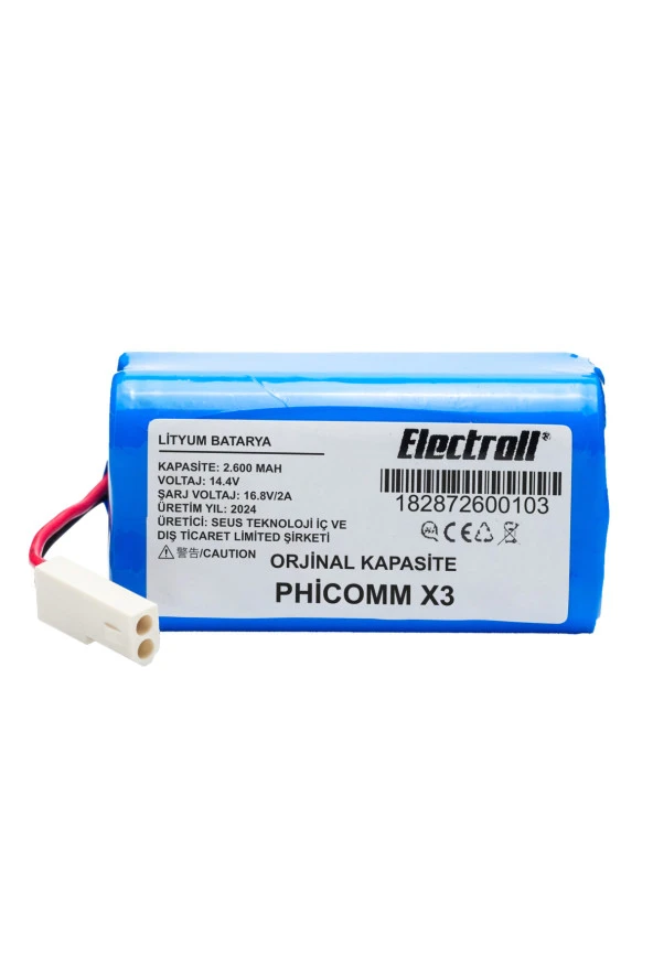 ELECTROLL Phicomm X3 Batarya (ORJİNAL KAPASİTE) 2600mah Pil Akıllı Robot Süpürge Batarya Değişimi