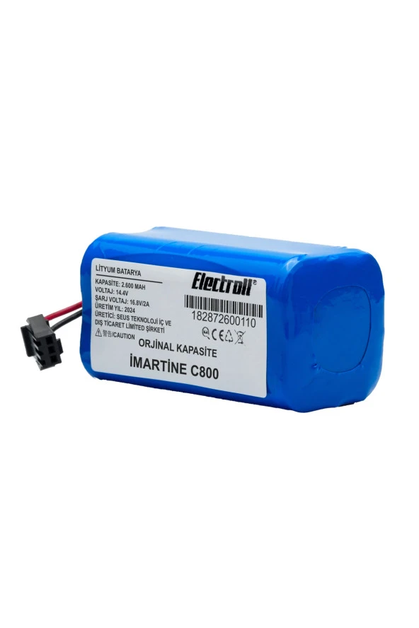 ELECTROLL Imartine C800 Batarya (ORJİNAL KAPASİTE) 2600mah Pil Akıllı Robot Süpürge Batarya Değişimi
