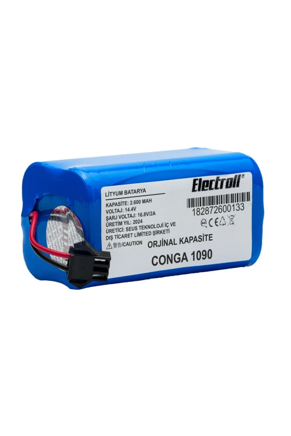 ELECTROLL Conga 1090 Batarya (ORJİNAL KAPASİTE) 2600mah Pil Akıllı Robot Süpürge Batarya Değişimi - 2