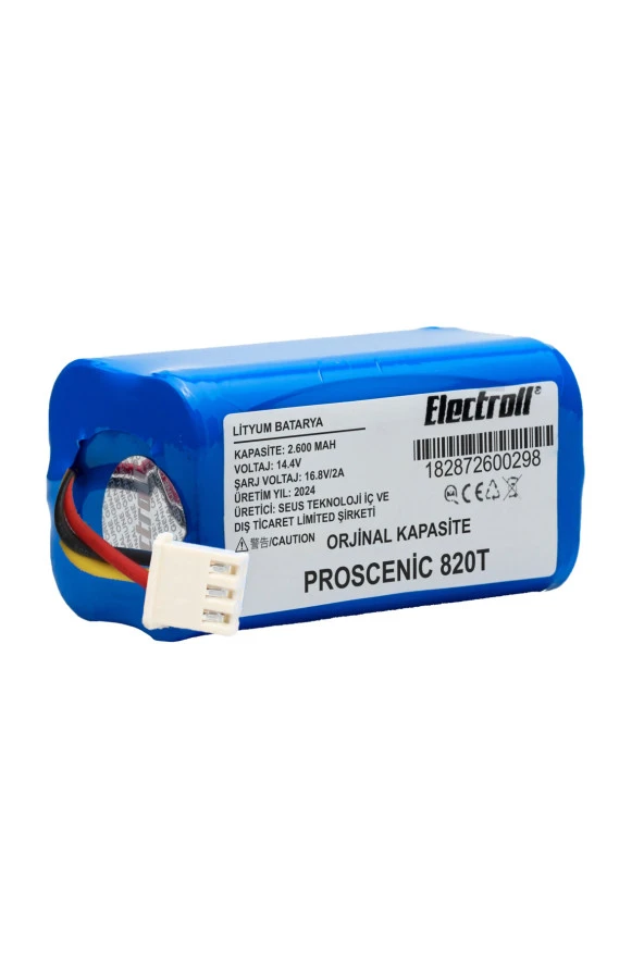 ELECTROLL Proscenic 820t Batarya (ORJİNAL KAPASİTE) 2600mah Pil Akıllı Robot Süpürge Batarya Değişimi ürün görseli