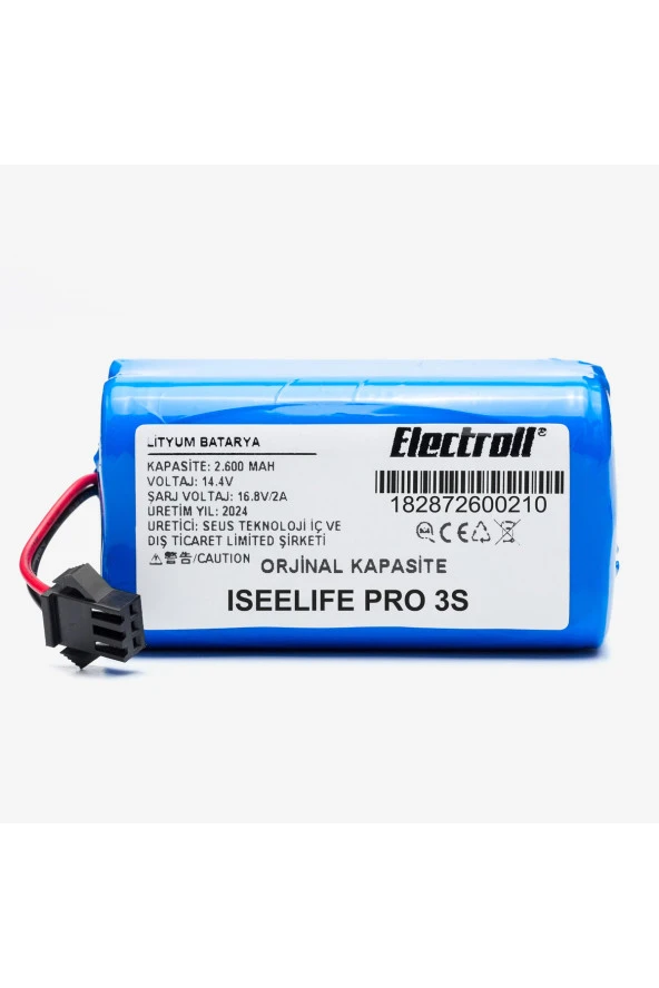 ELECTROLL Iseelıfe Pro3s Batarya (ORJİNAL KAPASİTE) 2600mah Pil Akıllı Robot Süpürge Batarya Değişimi