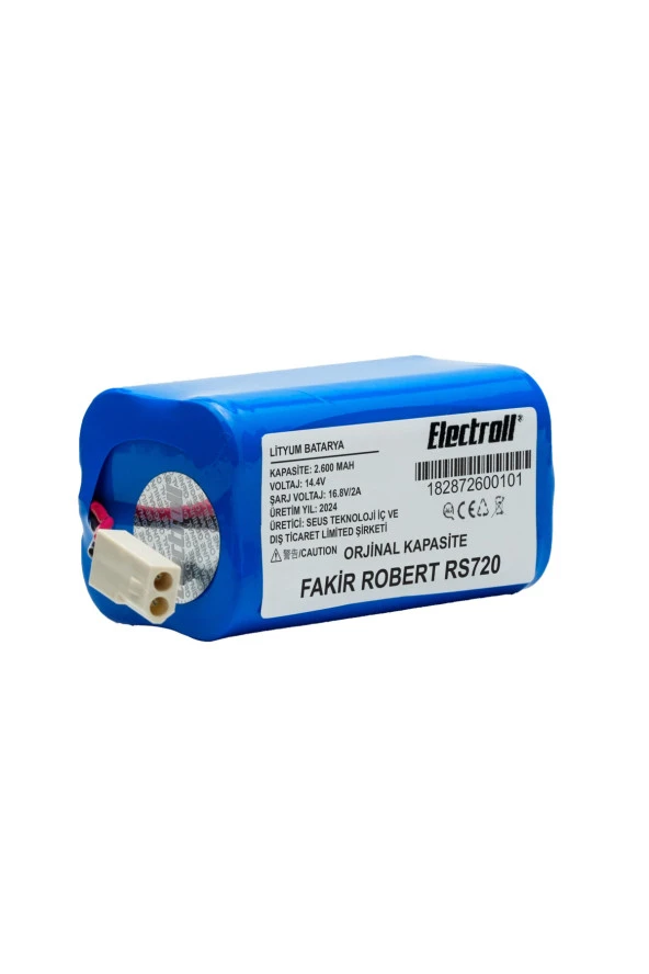 ELECTROLL Fakir Robert Rs720 Batarya (ORJİNAL KAPASİTE) Uyumlu 2600mah Pil Robot Süpürge Batarya Değişimi