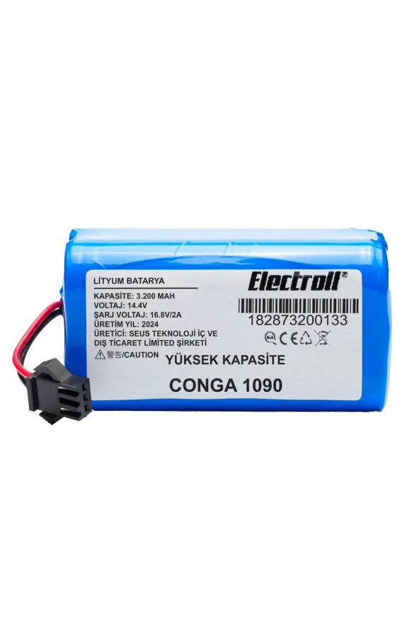 ELECTROLL Conga 1090 Batarya (YÜKSEK KAPASİTE) 3200mah Pil Akıllı Robot Süpürge Batarya Değişimi ürün görseli