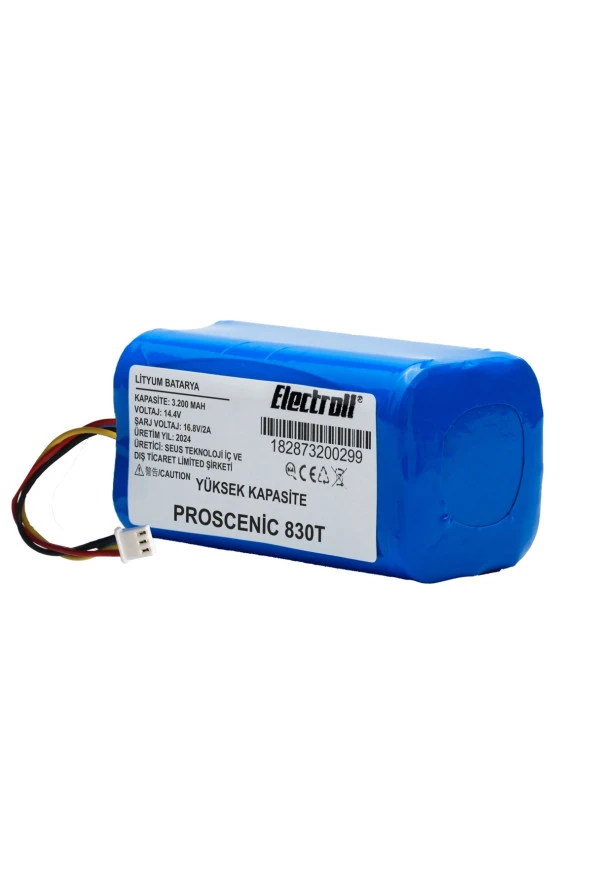 ELECTROLL Proscenic 830t Batarya (YÜKSEK KAPASİTE) 3200mah Pil Akıllı Robot Süpürge Batarya Değişimi