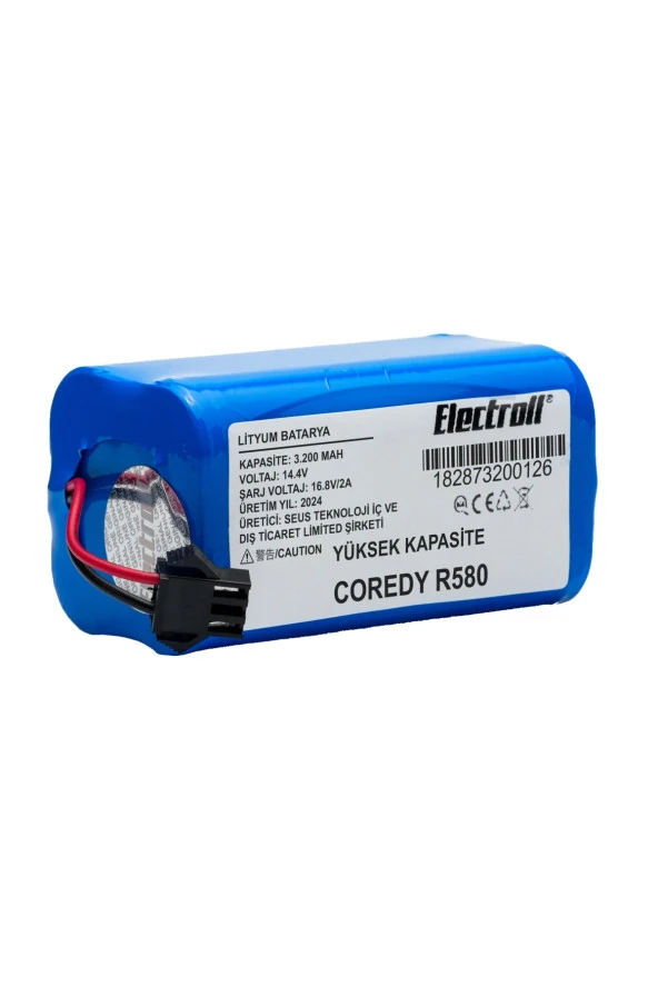 ELECTROLL Coredy R580 Batarya (YÜKSEK KAPASİTE) 3200mah Pil Akıllı Robot Süpürge Batarya Değişimi ürün görseli