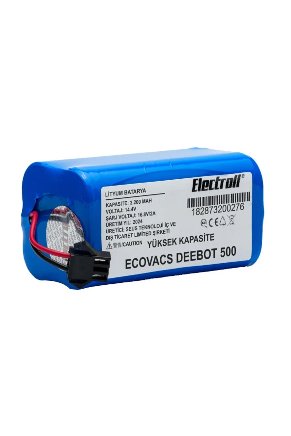 ELECTROLL Ecovacs Deebot 500 Batarya (YÜKSEK KAPASİTE) 3200mah Pil Akıllı Robot Süpürge Batarya Değişimi