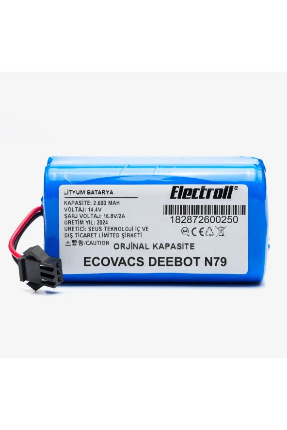 ELECTROLL Ecovacs Deebot N79 Batarya (YÜKSEK KAPASİTE) 3.200mah Pil Akıllı Robot Süpürge Batarya Değişimi