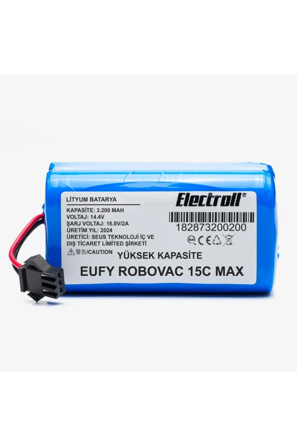 ELECTROLL Eufy Robovac 15c Max Batarya (YÜKSEK KAPASİTE) 3.200mah Pil Akıllı Robot Süpürge Batarya Değişimi