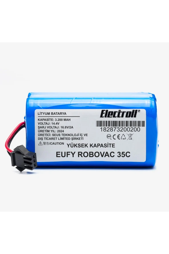 ELECTROLL Eufy Robovac 35c Batarya (YÜKSEK KAPASİTE) 3.200mah Pil Akıllı Robot Süpürge Batarya Değişimi