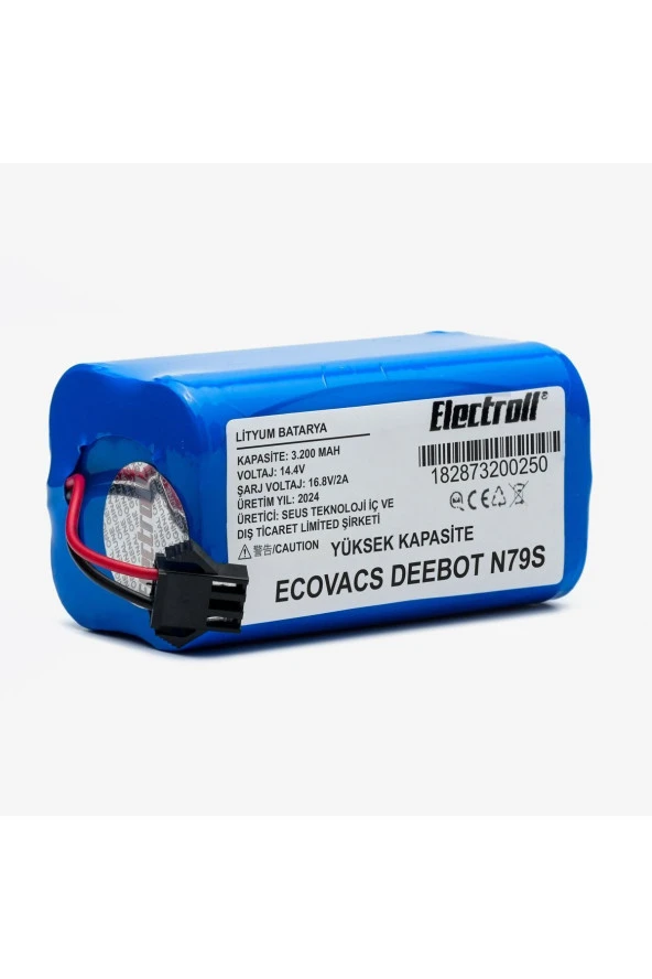 ELECTROLL Ecovacs Deebot N79s Batarya (YÜKSEK KAPASİTE) 3.200mah Pil Akıllı Robot Süpürge Batarya Değişimi - Resim 4