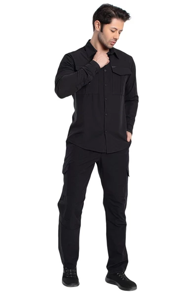 Crozwise Outdoor - Erkek Siyah Spor Gömlek - 7132-10 - 4