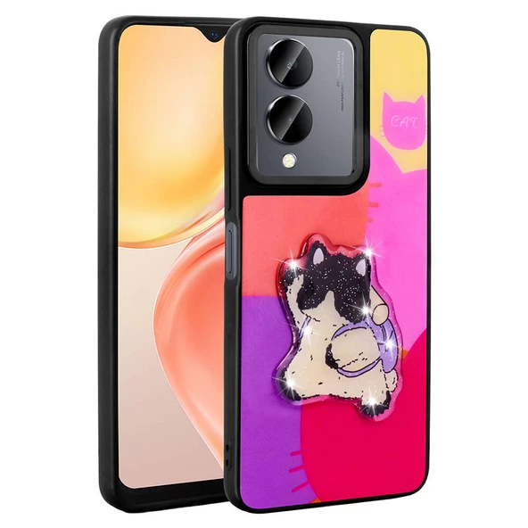 Vivo Y36 5G Kılıf Parlayan Kabartmalı İkonik Figürlü Amas Silikon Kılıf - Resim 10