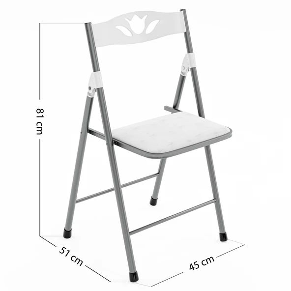 Eportatif Mutfak Masa Sandalye Seti Bahçe Yemek Masa Seti Yuvarlak Beyaz 1050 - 8