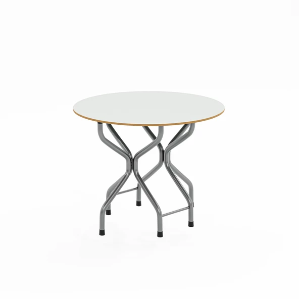 Eportatif Mutfak Masa Sandalye Seti Bahçe Yemek Masa Seti Yuvarlak Beyaz 1050 - 4