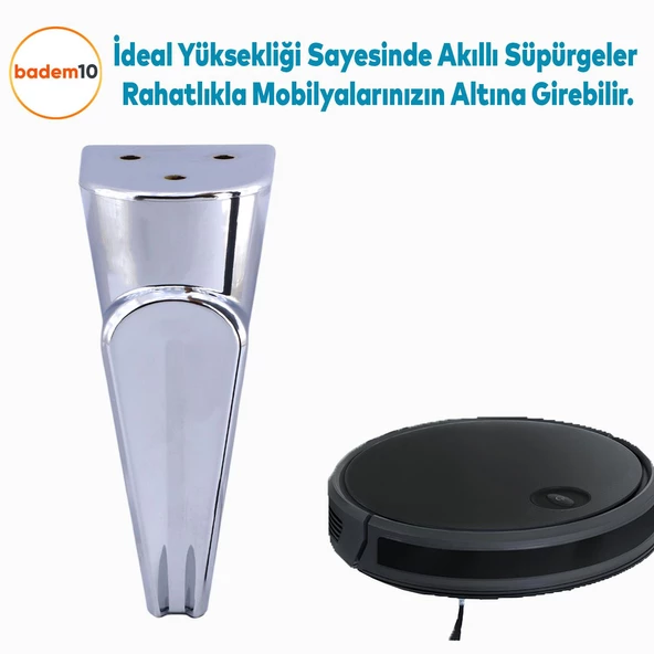 Nota Mobilya Kanepe Sehpa TV Ünitesi Koltuk Ayağı Baza Ayakları Krom Gümüş 16 cm - 5