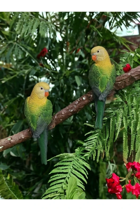 Gobo  2 Adet El Boyaması Muhabbet Kuşu Duvar Balkon Bahçe Süsü Farklı Renklerde