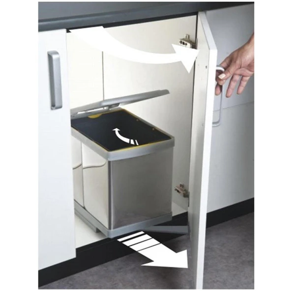 Pelikan 21750 Dolap içi Çöp Kovası Raylı Paslanmaz Krom 12 LT - 4