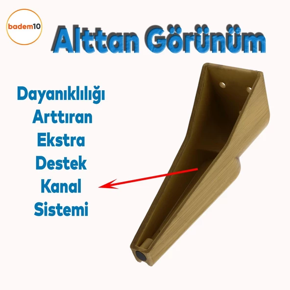 Nota Mobilya Kanepe Sehpa TV Ünitesi Koltuk Ayağı Baza Ayakları Ahşap Desenli Kahverengi Ceviz 16 cm - 4