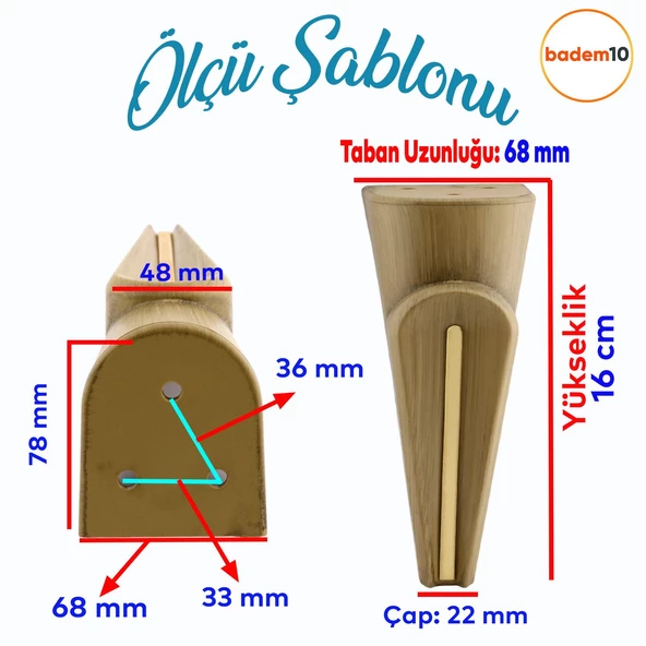 Nota Mobilya Kanepe Sehpa TV Ünitesi Koltuk Ayağı Baza Ayakları Ahşap Desenli Kahverengi Ceviz 16 cm - 2