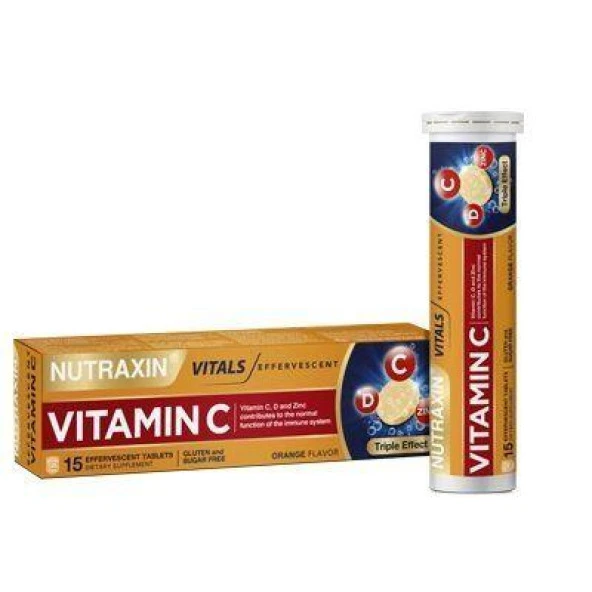 Nutraxin Vitamin C-D-Zinc 15 Efervesan Tablet