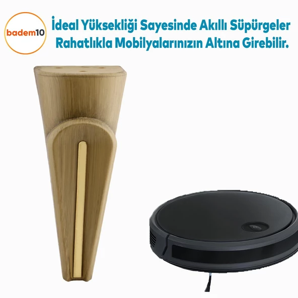 Nota Mobilya Kanepe Sehpa TV Ünitesi Koltuk Ayağı Baza Ayakları Ahşap Desenli Kahverengi Ceviz 16 cm - 5