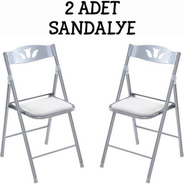 Eportatif Katlanır Mutfak Sandalyesi Kırma Koltuk Beyaz 2 Adet 1054